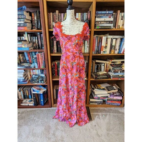 Free people Pippa maxi gown strawberry colorway sz s euc - Picture 1 of 6